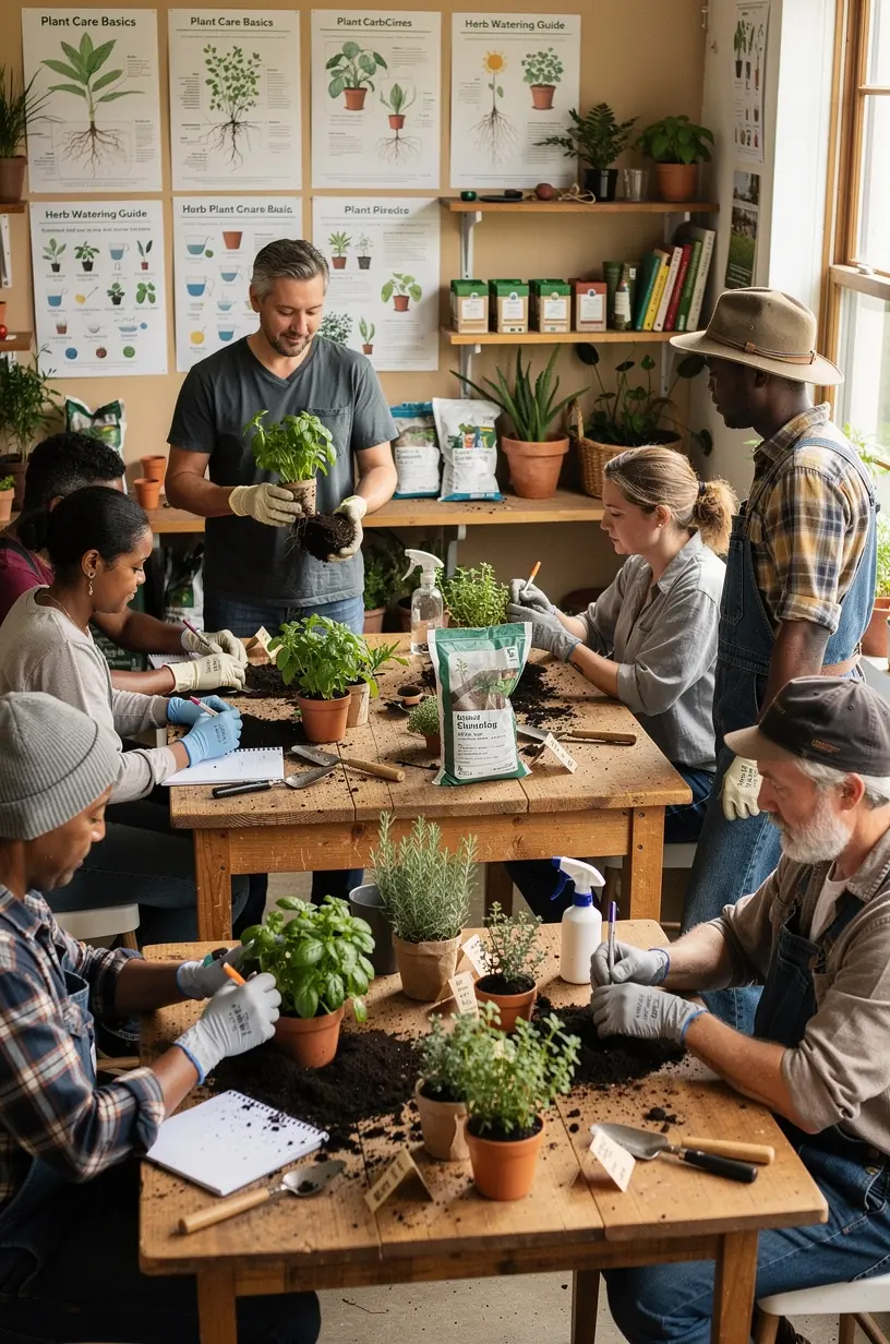 Gardening club members participating in a hands-on workshop