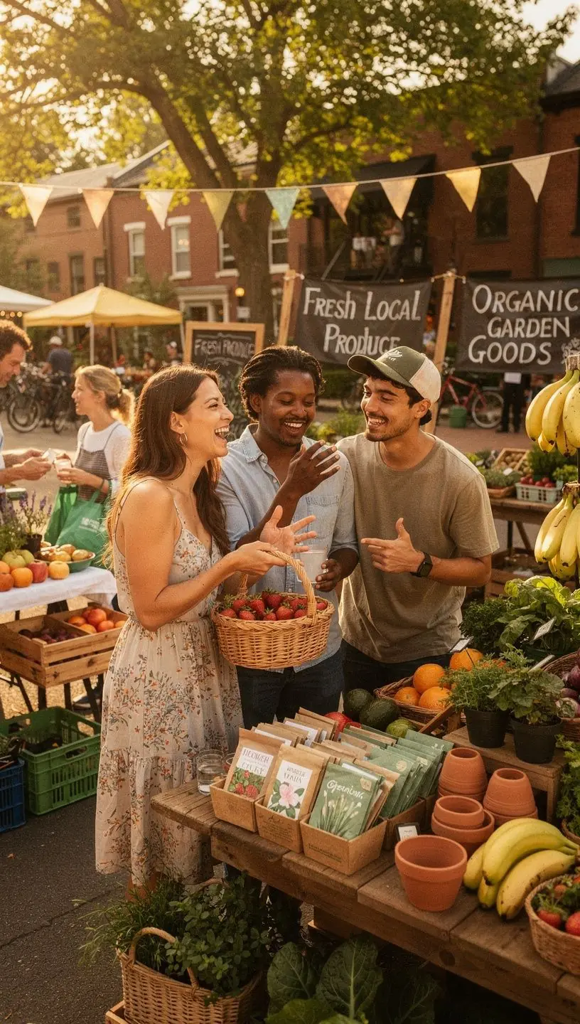 Gardeners exchanging plants at a community event